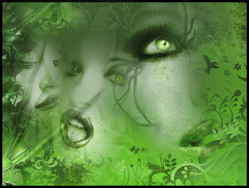 Woman's Face with Green Eyes