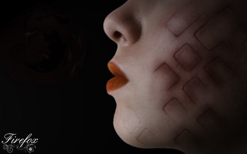 Woman's Face with Grid Pattern
