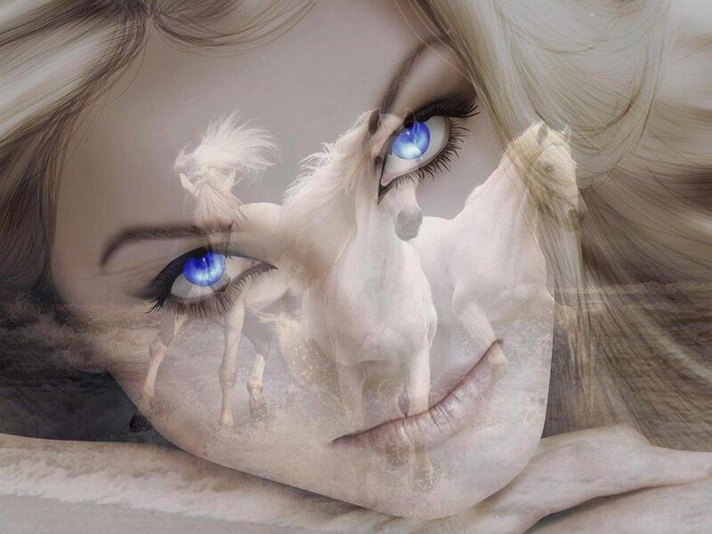 Woman's Face with Horses