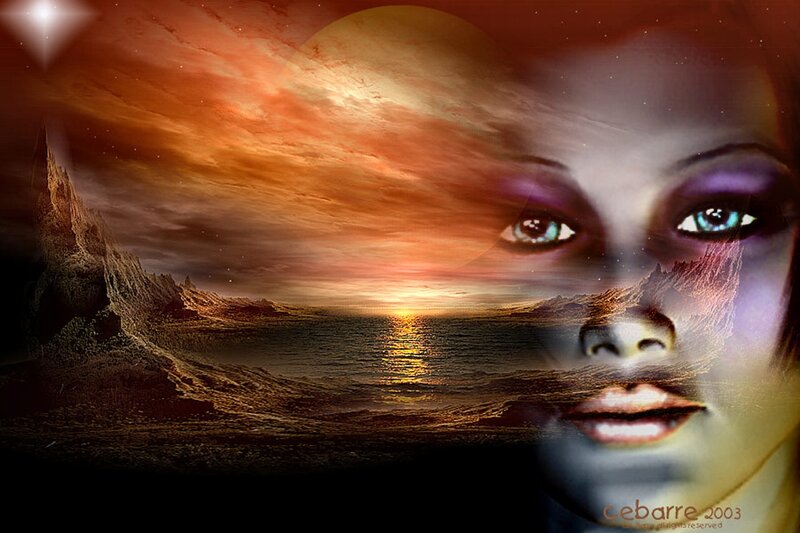 Woman's Face with Landscape