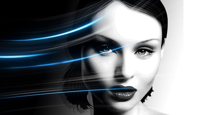 Woman's Face with Light Streaks — Black