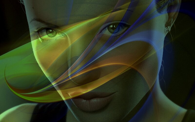 Woman's Face with Light Streaks