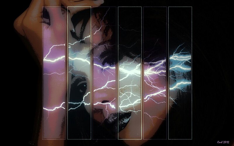 Woman's Face with Lightning