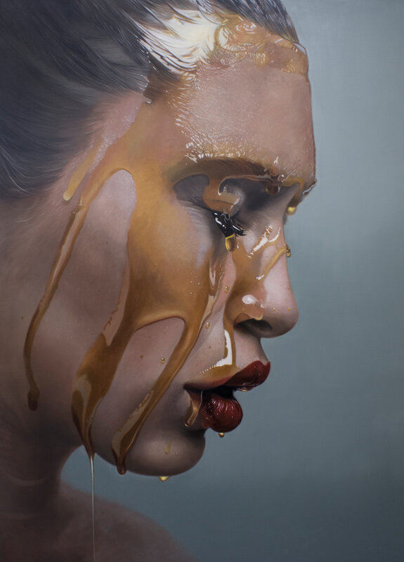 Woman's Face with Liquid — Brown