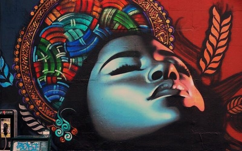 Woman's Face with Mural