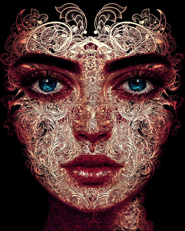 Woman's Face with Ornate Patterns
