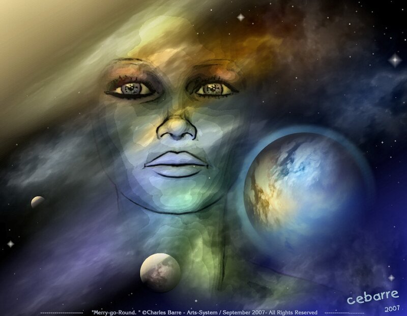 Woman's Face with Planets
