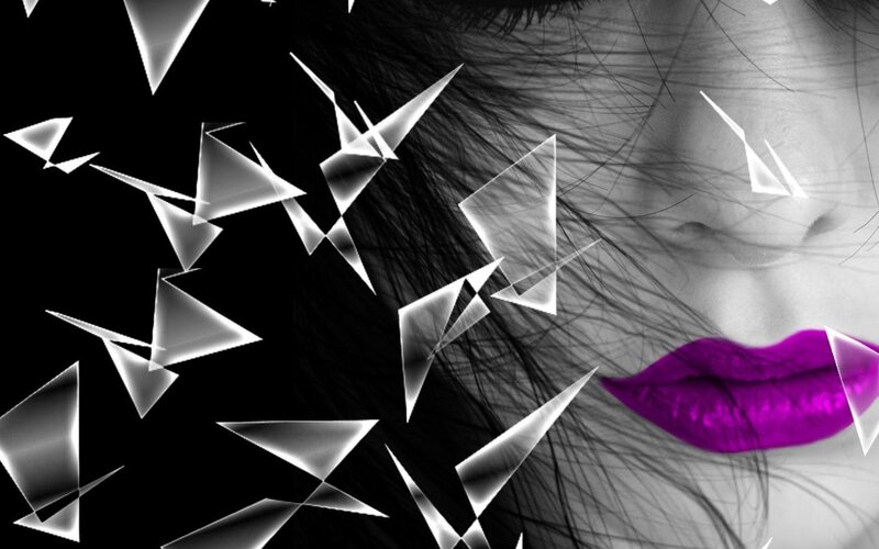 Woman's Face with Purple Lips