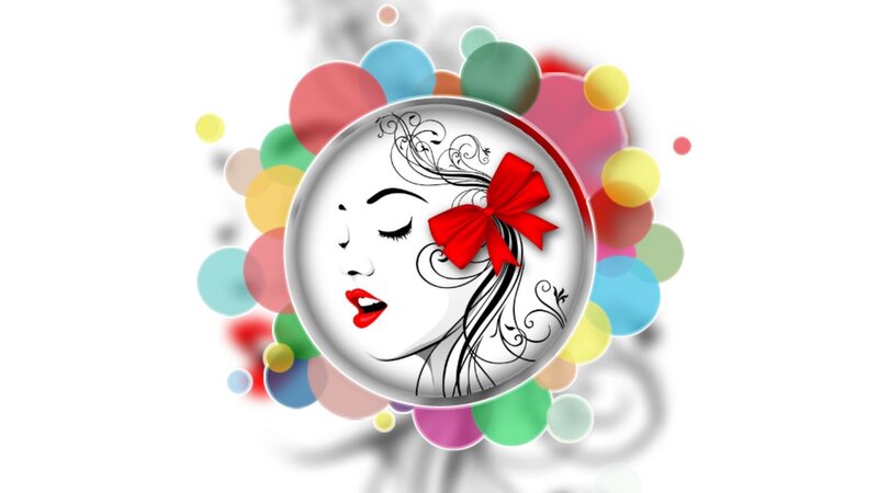 Woman's Face with Red Bow — White