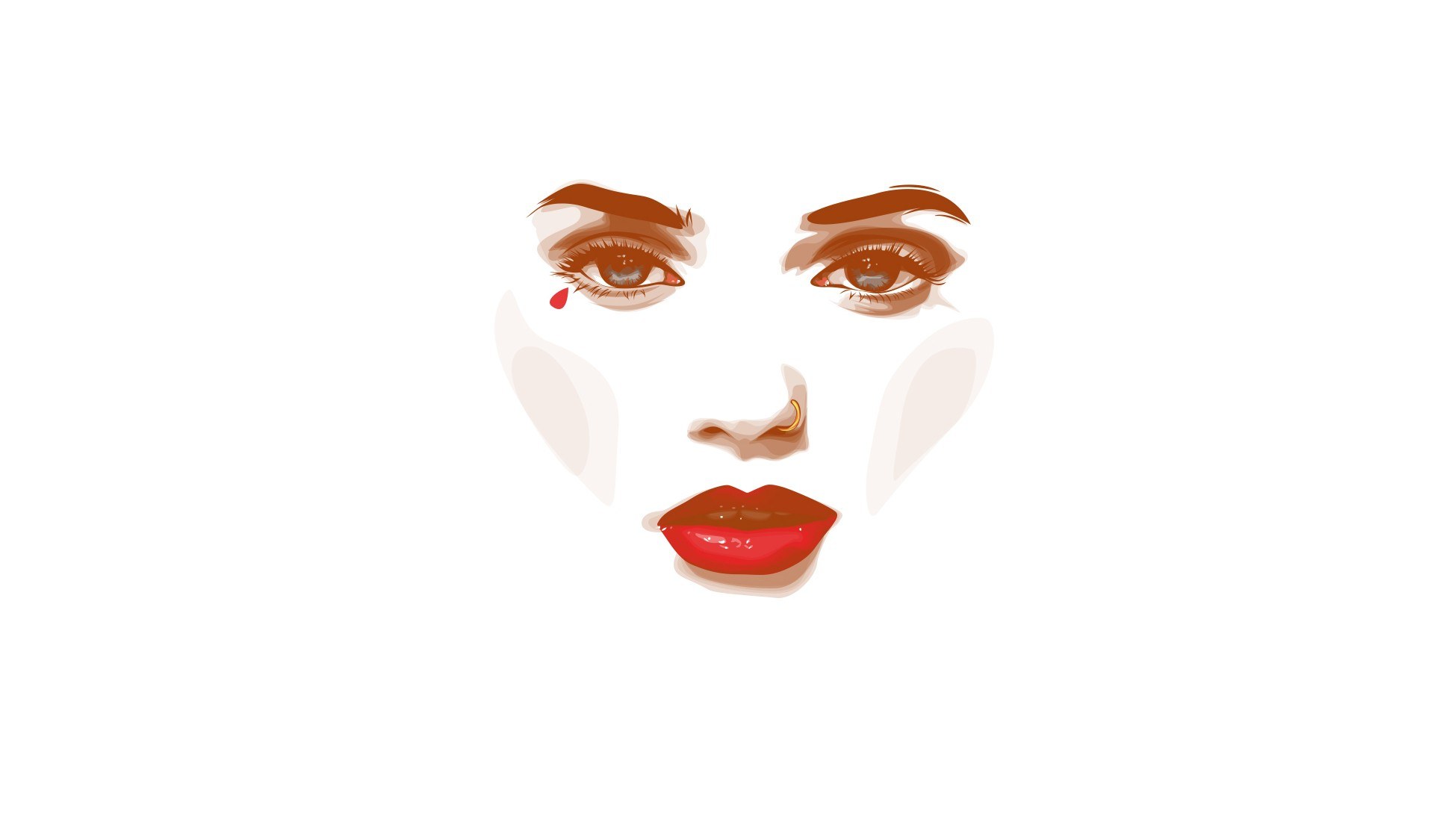 woman's face with red tear