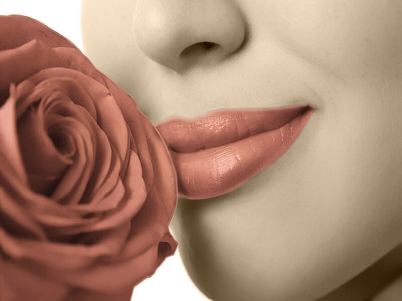 Woman's Face with Rose — Brown