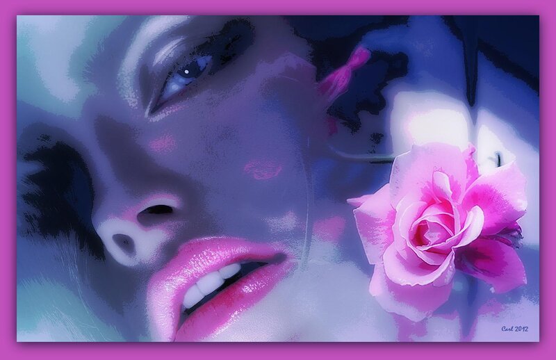 Woman's Face with Rose — Purple