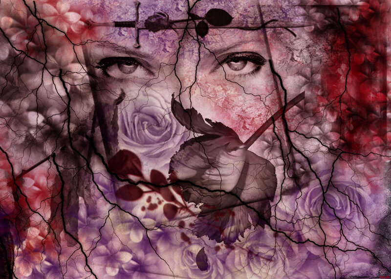 Woman's Face with Roses — Purple