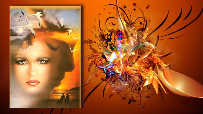 Woman's Face with Seagulls — Orange