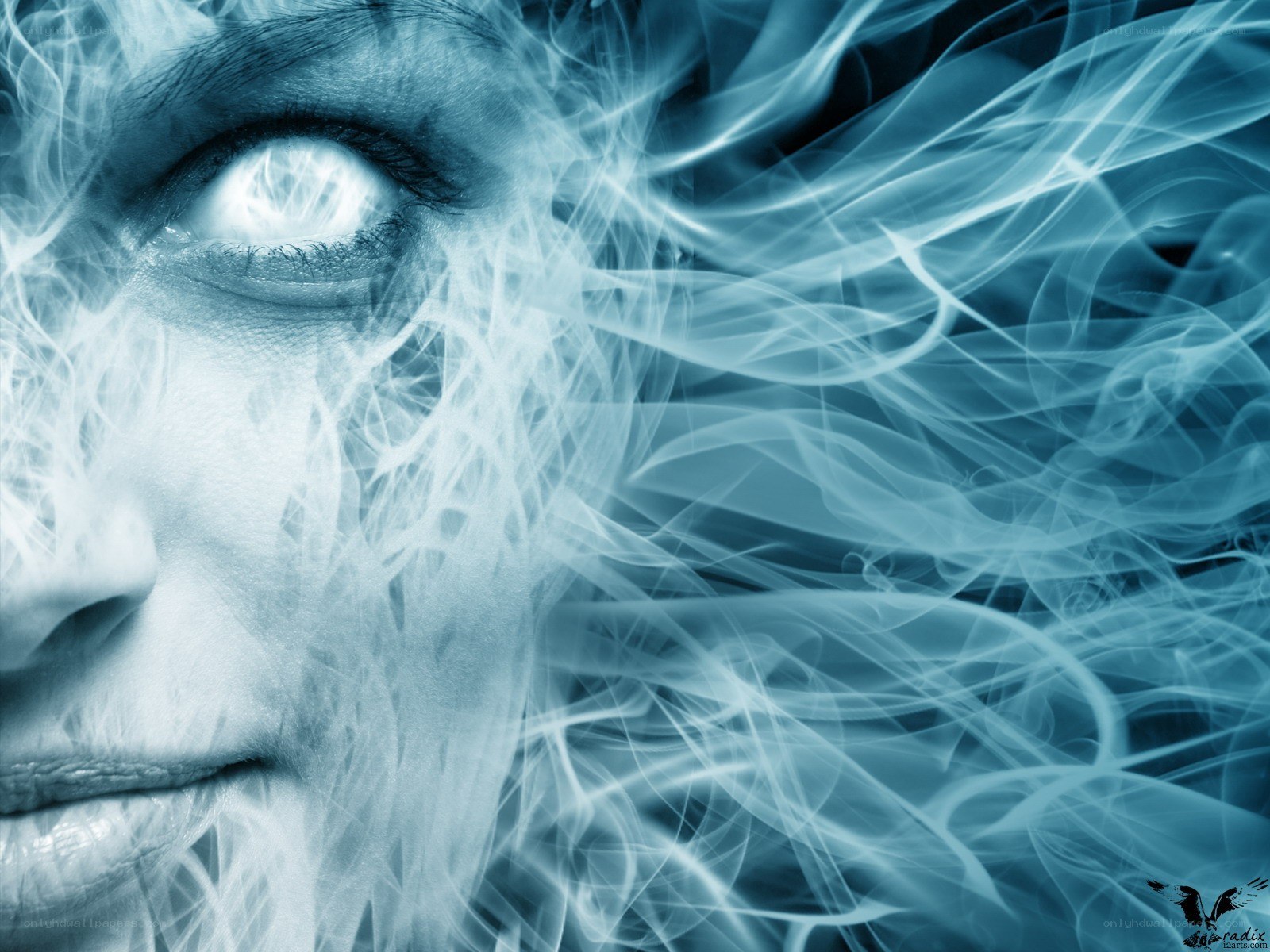 woman's face with smoke effect