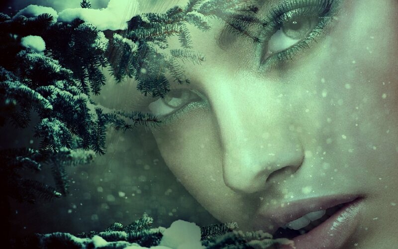 Woman's Face with Snow
