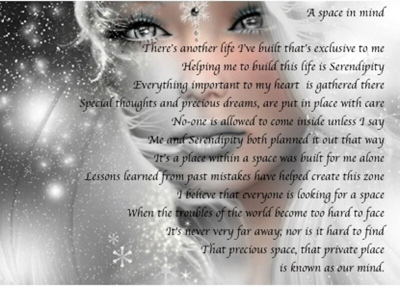Woman's Face with Snowflakes — Black, Serene