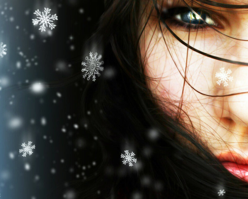 Woman's Face with Snowflakes