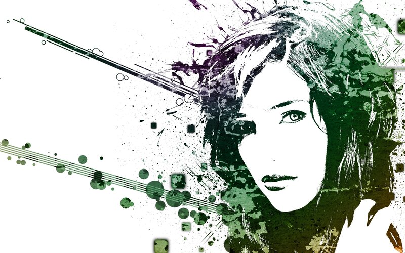 Woman's Face with Splatters — Green