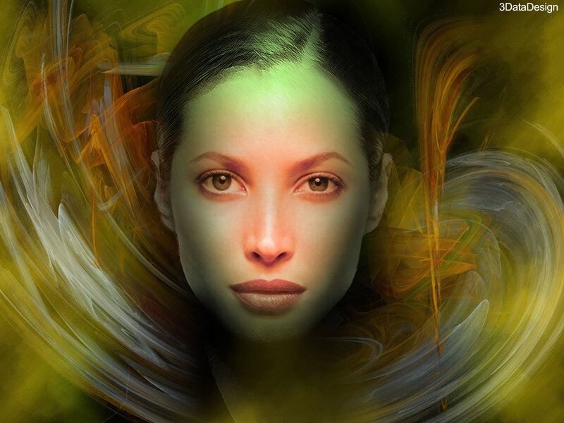 Woman's Face with Swirls