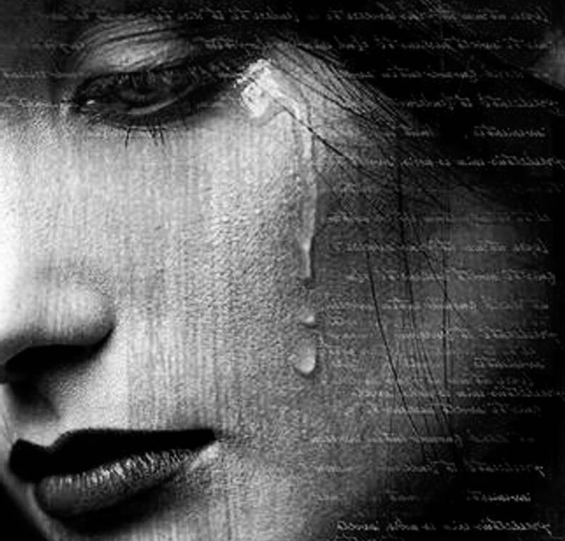 Woman's Face with Tear — Black
