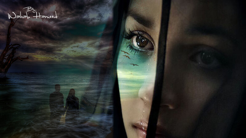 Woman's Face with Tears — Green