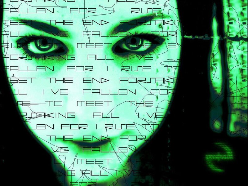 Woman's Face with Text — Green