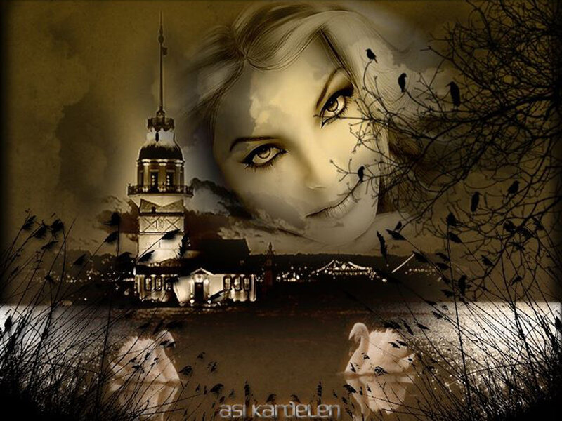 Woman's Face with Tower
