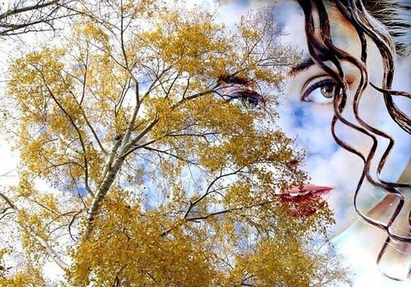 Woman's Face with Trees