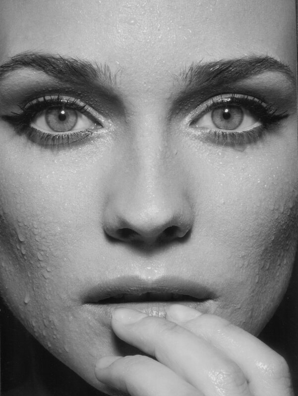 Woman's Face with Water Droplets — Black, Dramatic
