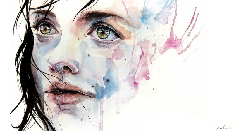 Woman's Face with Watercolor
