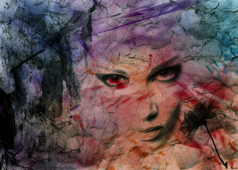 Woman's Face with Web Patterns