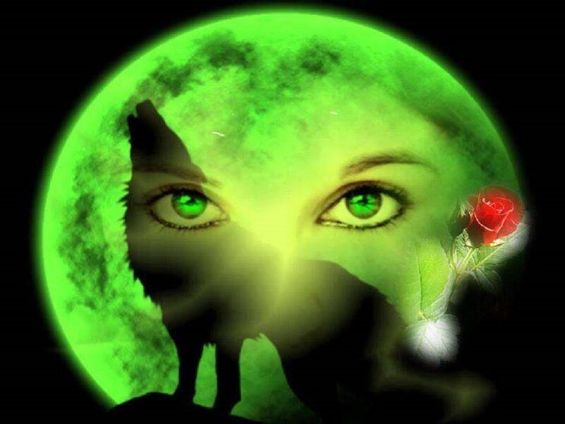 Woman's Face with Wolf