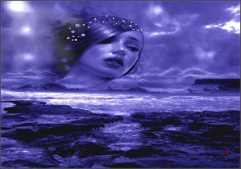 Woman's Head Above Ocean