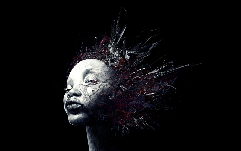 Woman's Head with Abstract Hair