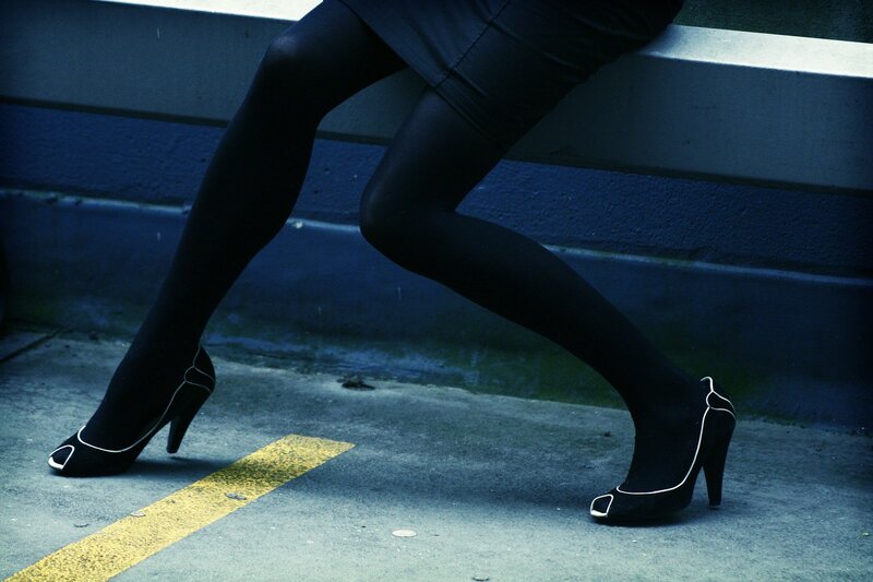 Woman's Legs in Heels — Black, Dramatic, Photograph