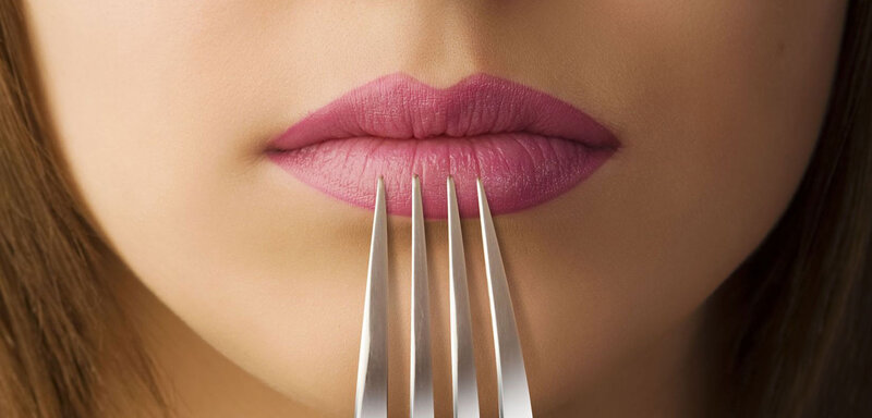 Woman's Lips with Fork