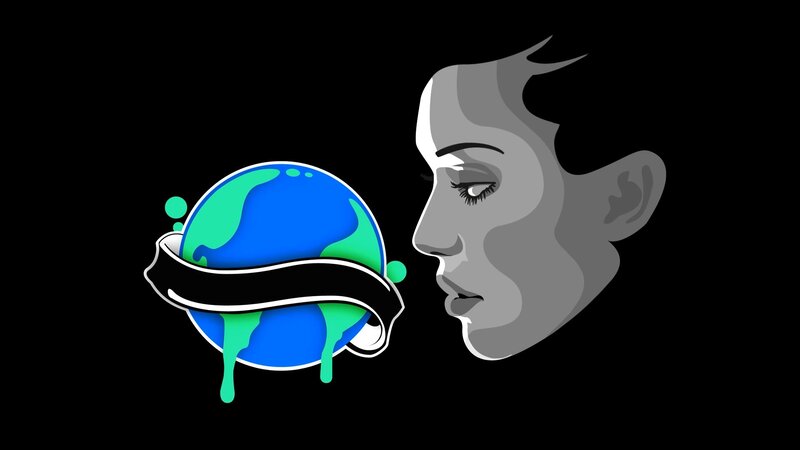 Woman's Profile and Globe