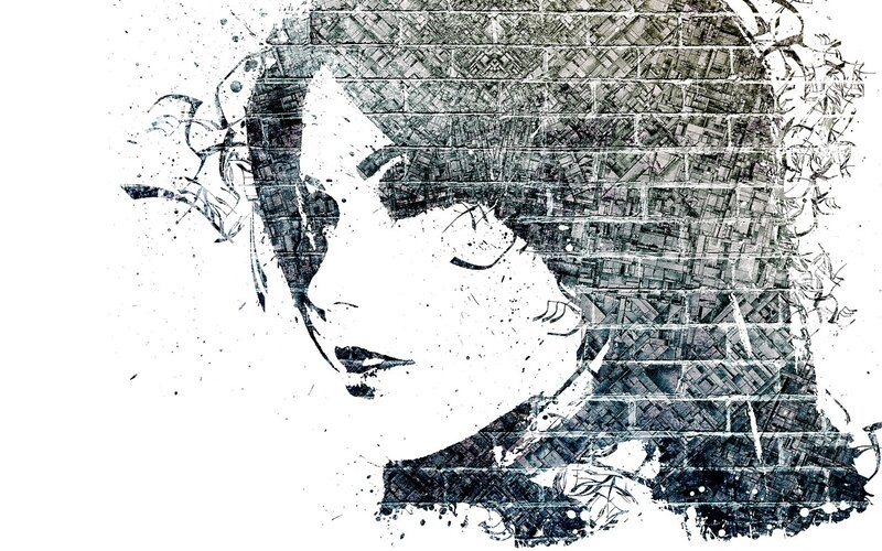Woman's Profile — Black, Dramatic, Digital Art