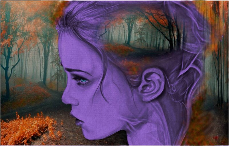 Woman's Profile in Forest