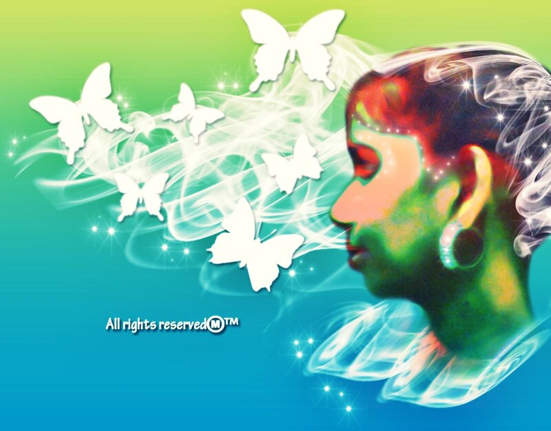 Woman's Profile with Butterflies