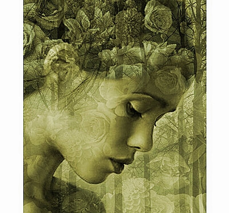 Woman's Profile with Flowers