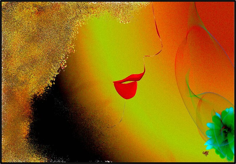 Woman's Profile with Red Lips
