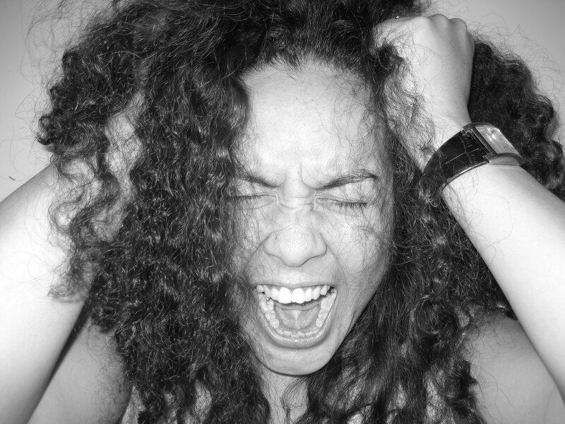 woman screaming in distress