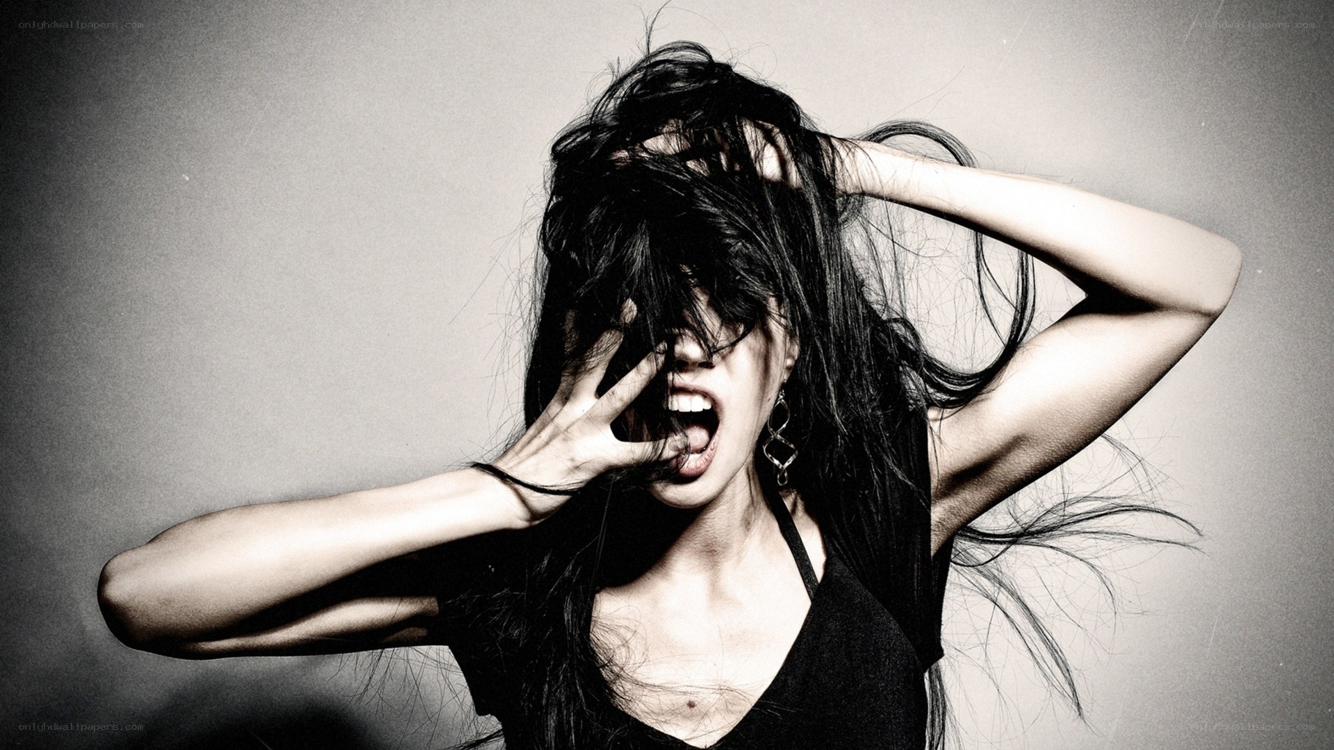 woman screaming in distress