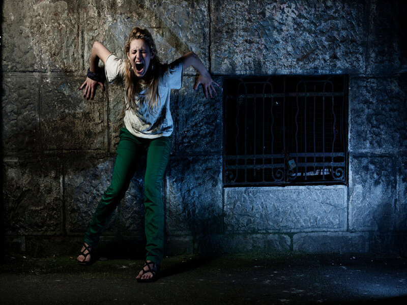 Woman screaming in fear