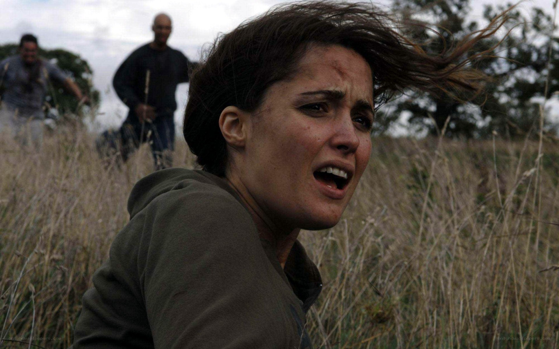 woman screaming in field
