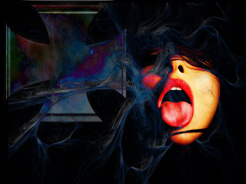 Woman Screaming in Smoke — Black