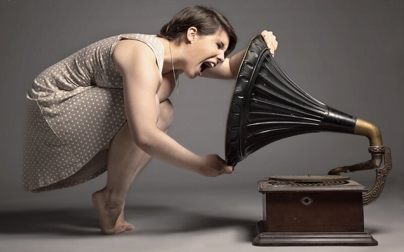 Woman Screaming into Gramophone