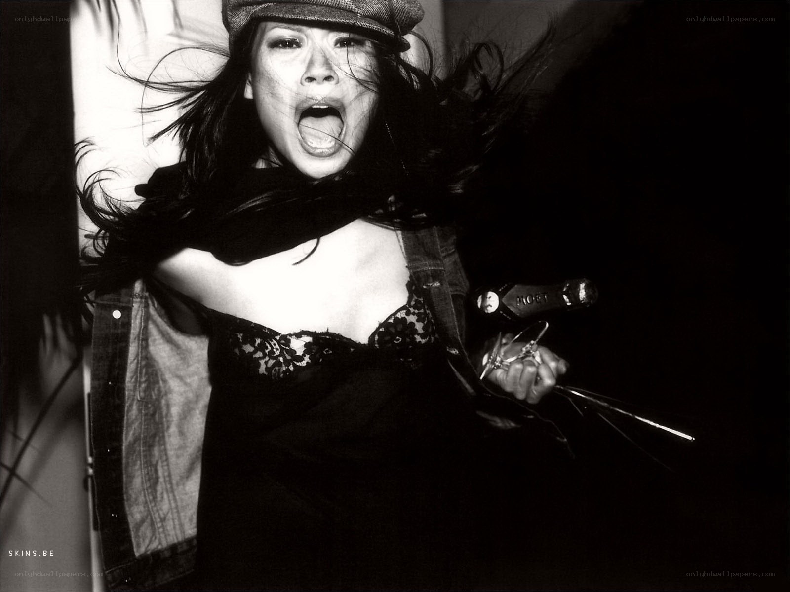 woman screaming with bottle
